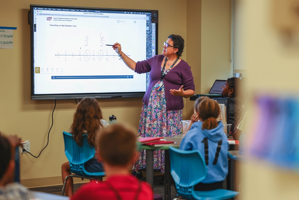 Teacher giving math lesson
